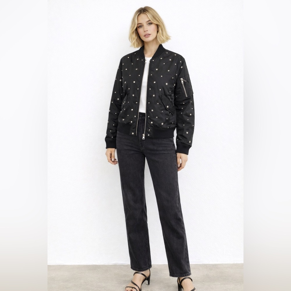 ❌Sold❌SANDRO embellished all over bomber jacket